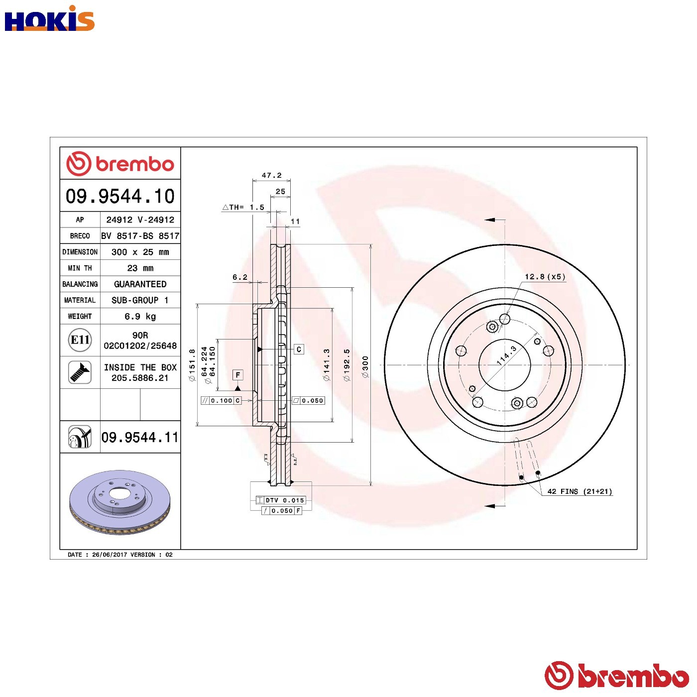 Civic Front Brake Disc x2 300mm Fits Honda CR-V Brembo 09954411 - Image 13