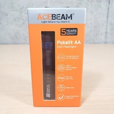 ACEBEAM Pokelit AA Black Rechargeable Flashlight with Clip, 550 Lumens, EDC