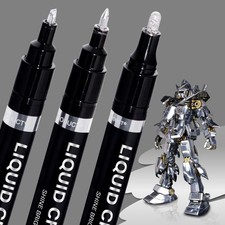 3PK Liquid Chrome Markers Permanent Pens for Plastic Metal Model Painting NEW