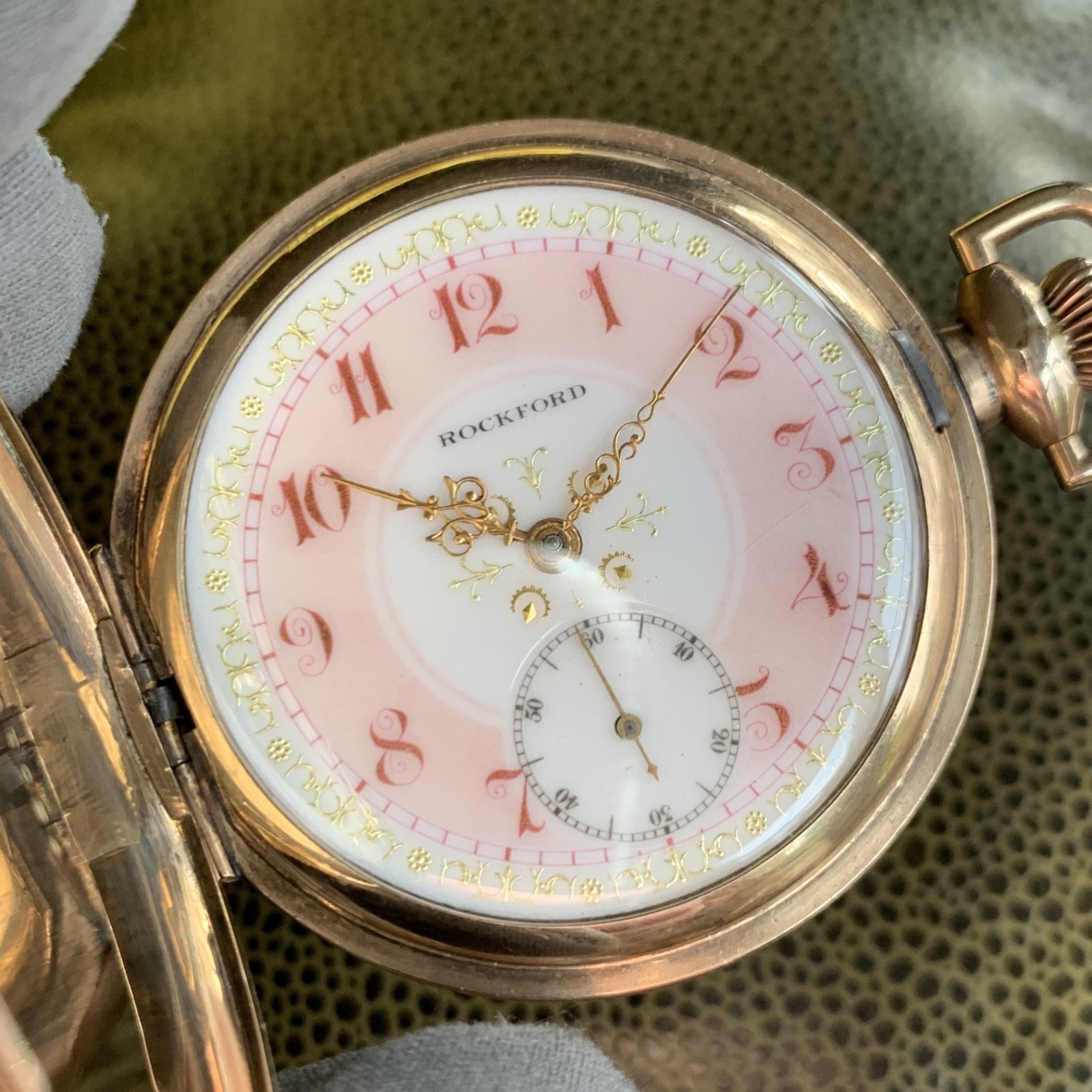 1908 Rockford Grade 586 16S 15J Fancy Dial Gold Filled Hunting Case Pocket Watch
