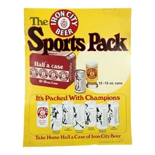 Iron City Beer The Sports Pack 1970s Sign 14" x 11"