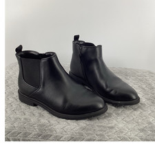 Cat  Jack Unisex Kids Black Chelsea Ankle Boot Faux Leather Zip Zipper 4