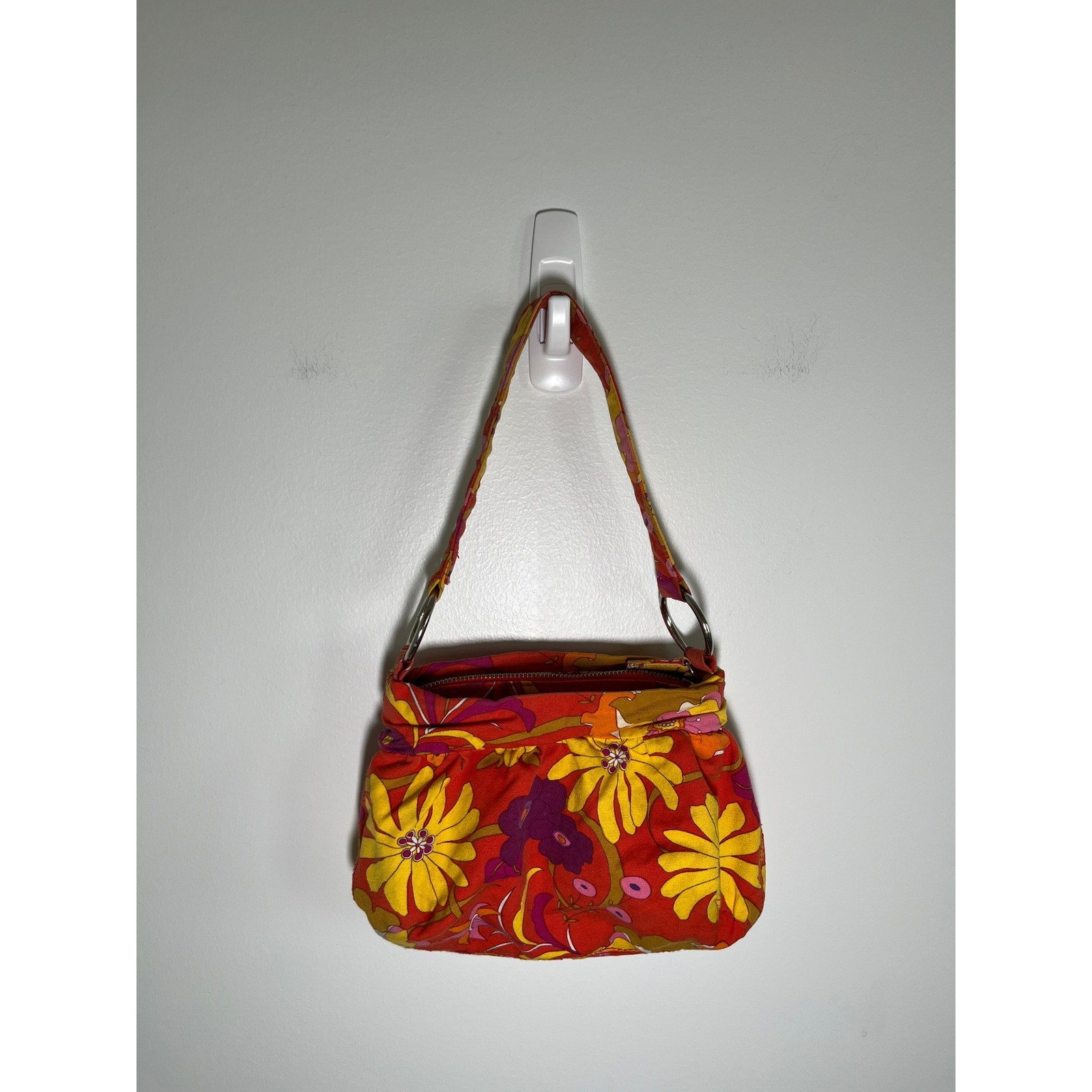 Y2K Mini Purse Orange Floral Print Artsy Whimsical Eclectic Hippie