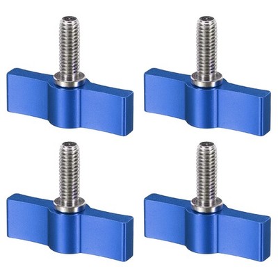 4Stk Gewinde Drehknopf T Typ M6 17mm Einstellbar Kamera Rändelmutter Blau Alu