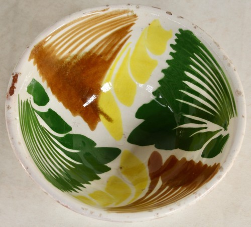 Antique Pottery Bowl Hand Painted Folk Art Designs American Pottery Bowl #1