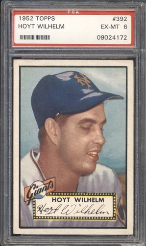 1952 Topps Baseball Hoyt Wilhelm ROOKIE #392 PSA 6 GIANTS HOF High # (SET BREAK)