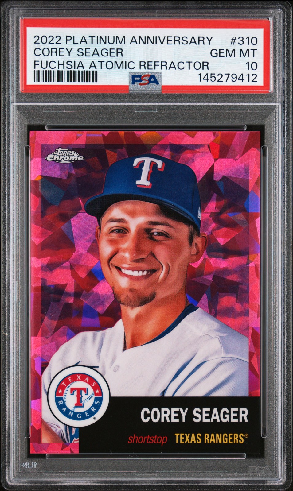 2022 TOPPS CHROME PLATINUM ANNIVERSARY #310 COREY SEAGER 57/100 PSA 10