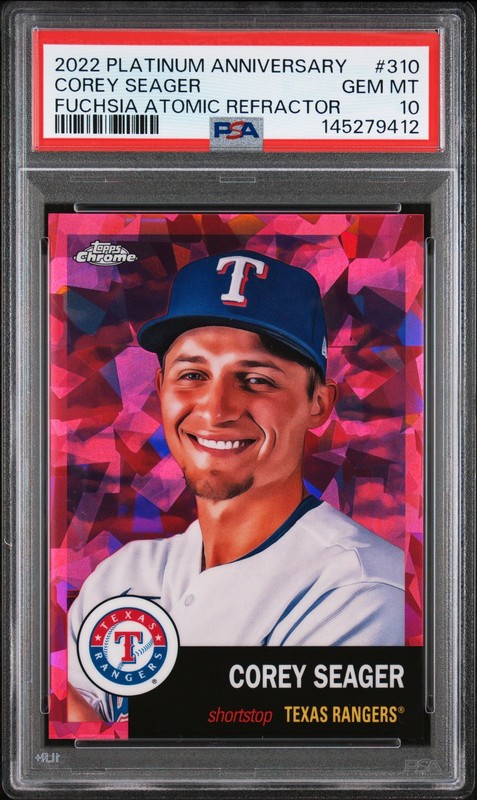 2022 TOPPS CHROME PLATINUM ANNIVERSARY #310 COREY SEAGER 57/100 PSA 10