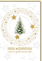 Weihnachten Tanne Mit Schnee Und Sternen GlüCkwunschkarte Mit Umschlag