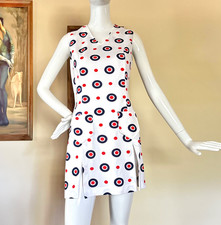 Vintage 1960s MOD Bullseye Target Mini Scooter Dress by Mr Sergio L/XL Volup