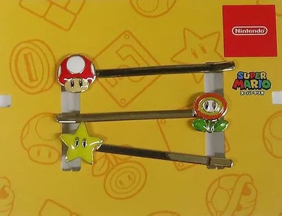 Super Mushroom & Fire Flower & Super Star (Super Mario) Hairpin Set (3pcs) 6cm