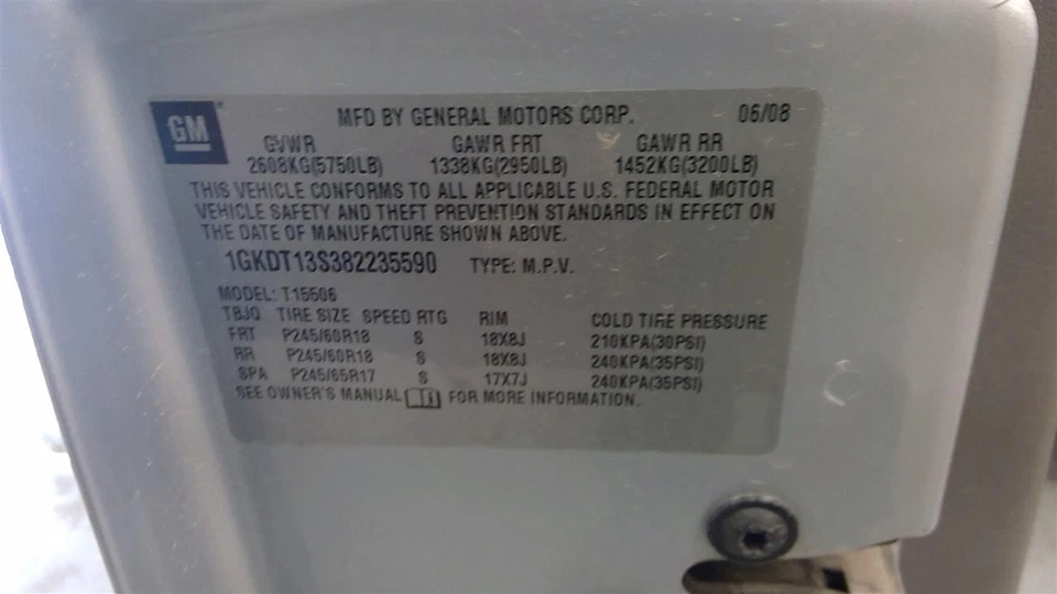 Used Speedometer Gauge fits: 2008 Gmc Envoy US cluster w/driver information disp - Image 4 of 4