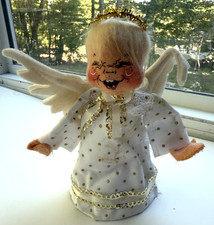 7-inch Annalee Mobilitee Angel Doll w/ Gold Dots Dress Vintage 1976