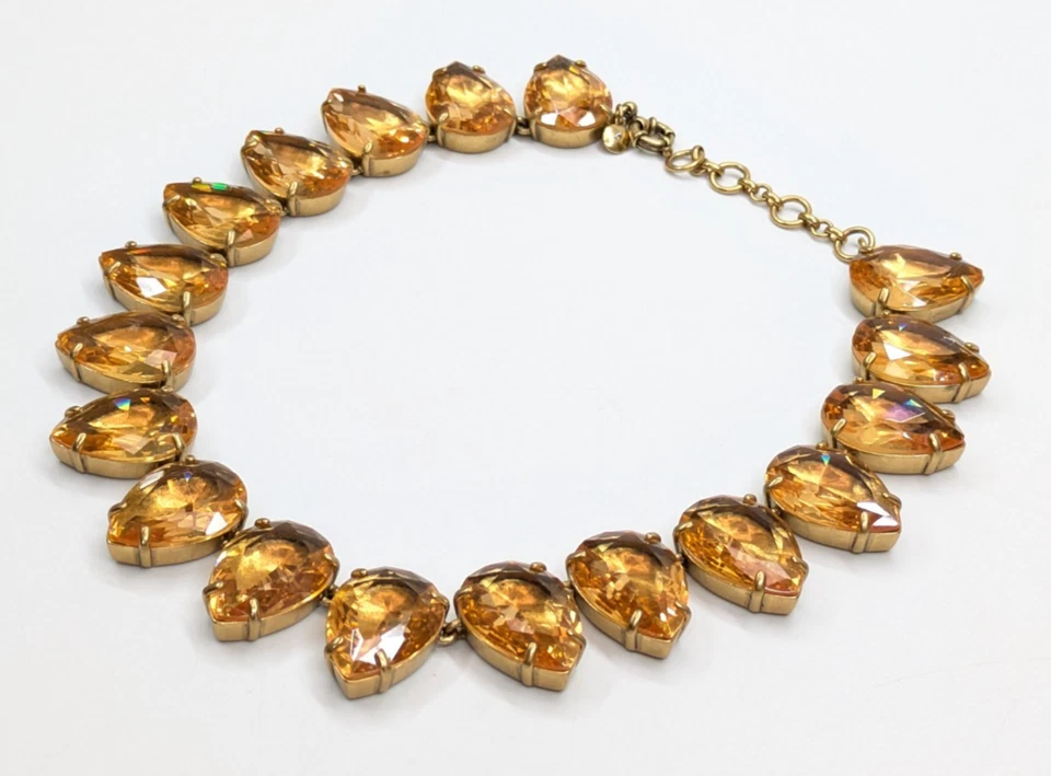 J. Ожерелье Crew Chunky Tear Drop персиковое оранжевое бронзовое акриловые зубцы комплект 19 дюймов - Изображение 4 из 4