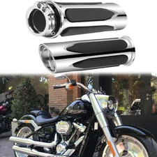 Motorcycle 1" CNC Handle Bar Hand Grips Chrome For Harley XL Sportster 883 1200