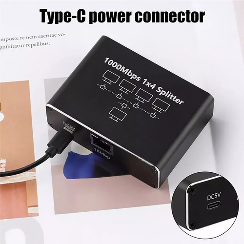 RJ45 Gigabit Ethernet Splitter 1 to 4 Port 1000Mbps LAN Network Internet Adapter - Picture 9 of 10