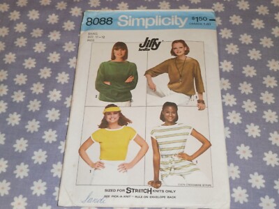 VTG 70's SIMPLICITY 8088 MISSES JIFFY KNIT PULLOVER TOPS PATTERN
