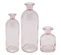 Vase Rosa Glas Blumenvase Dekovasen 3 Fach Sortiert