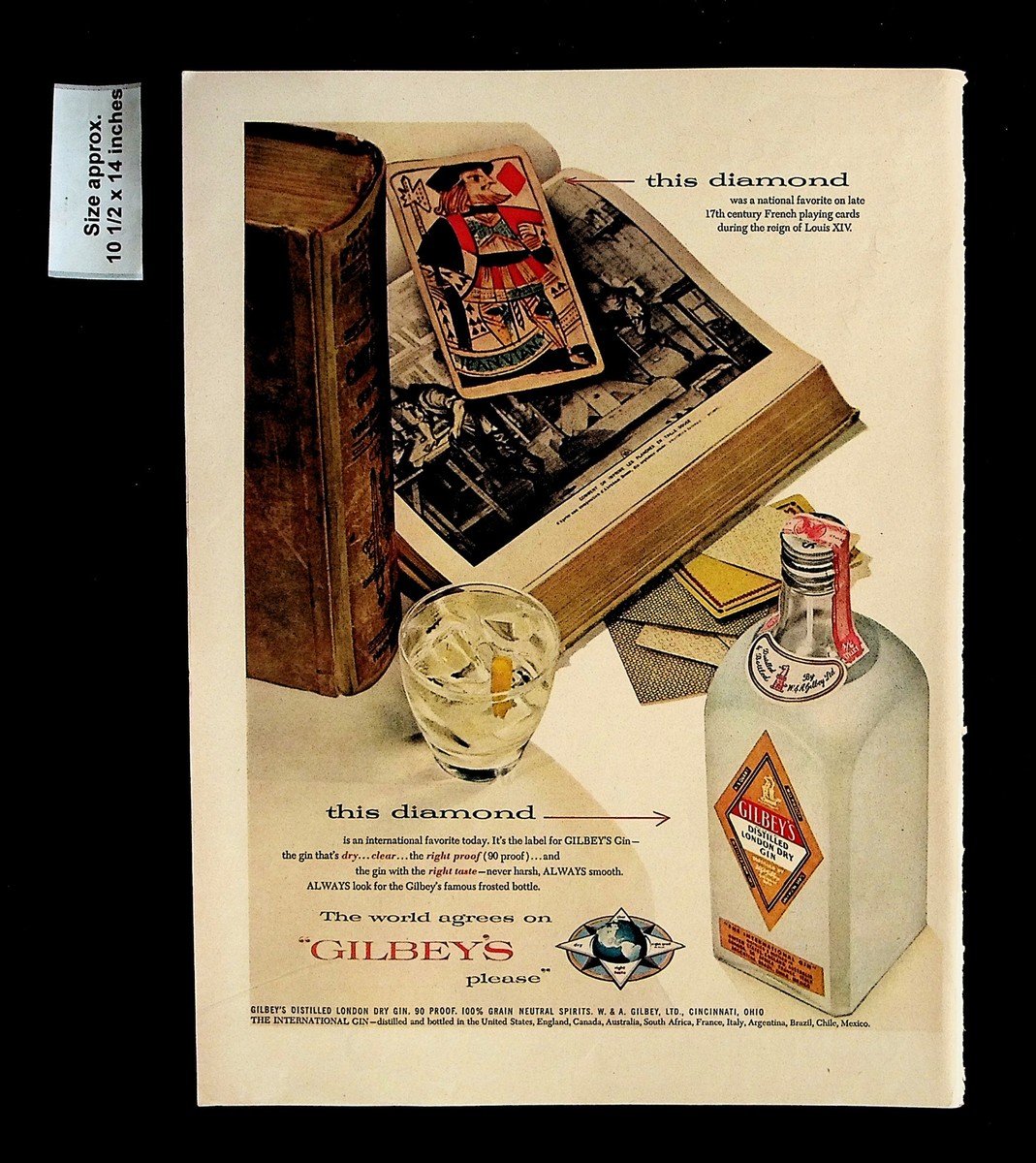 1955 Gilbey's Distilled London Dry Gin Cards Diamond Book Vintage