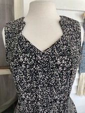 CALVIN KLEIN Sheath Dress Sz 10 Black Pink Print Stretch Exposed Zip PRISTINE