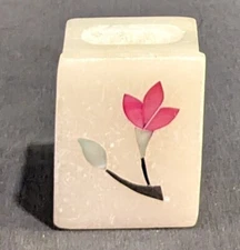 Vintage Fetco Soap Stone Intricate Carved Trinket Box with Flower- India