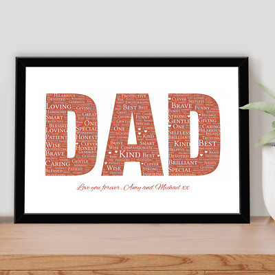 Personalisierter Papa Druck gerahmt Wortkunst Poster Geschenk für Papa Opa Vatertag