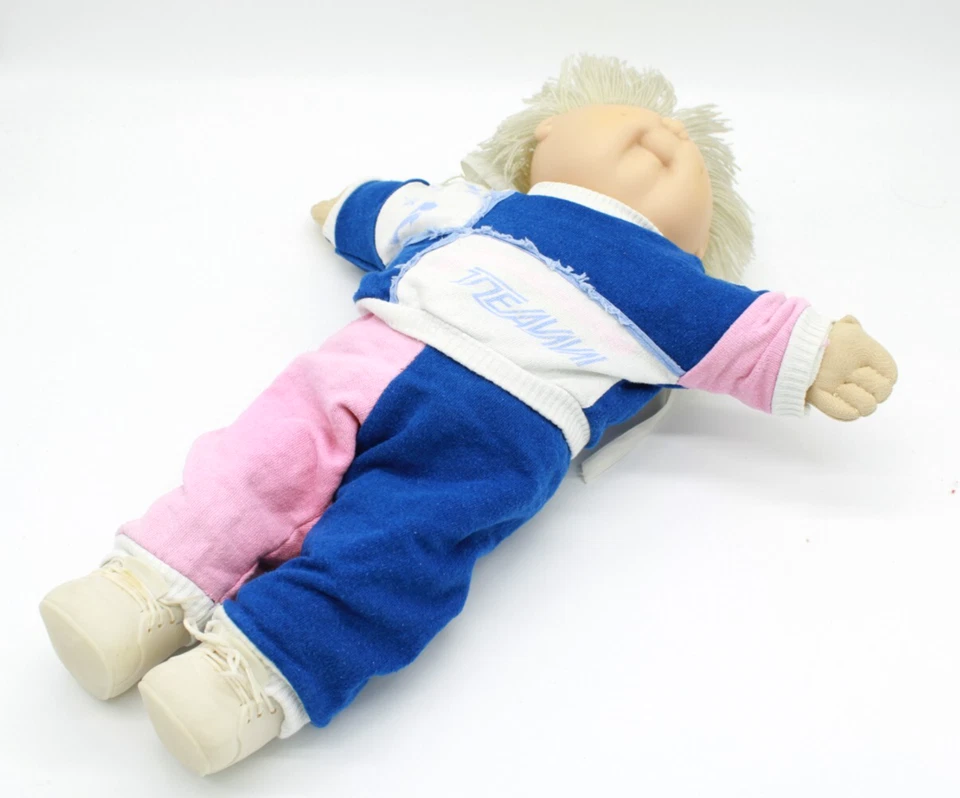 Vintage Cabbage Patch Kid Bootleg Mädchen Sommersprossen blaue Augen Puppe - Bild 3 von 4