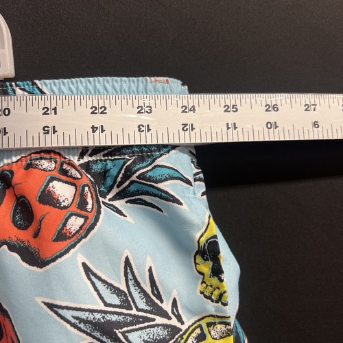 Mens Blue Skull Pineapple Orange Yellow Swim Trunks 3XL NWOT - Picture 4 of 9