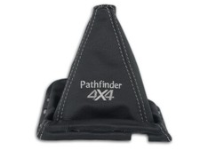 FÜR NISSAN PATHFINDER R51 FL  SCHALTMANSCHETTE SCHALTSACK STICKEREI GRAU RAHMEN