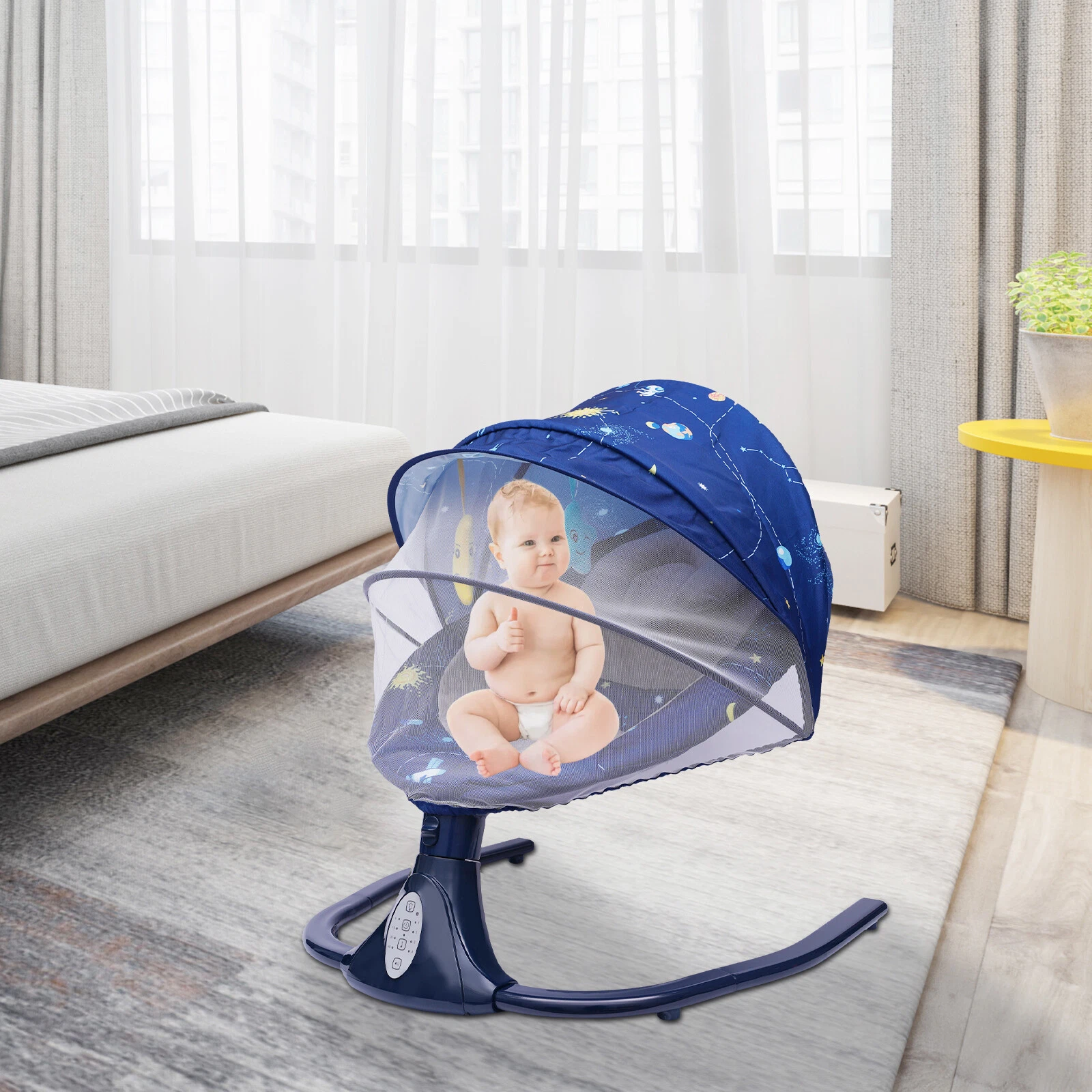 Newborn Electric Baby Bouncer Swing + Bluetooth Music Cradle Rocker Chair Infant