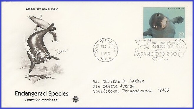 USA4 #3105c ADDR PCS ARTCRAFT FDC Endangered Species Hawaiian Monk