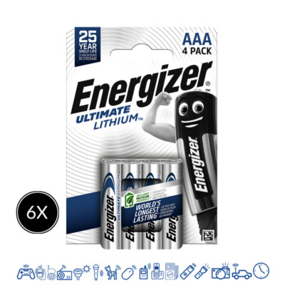 24 x Energizer Ultimate AAA Micro Lithium FR03 L92 1,5V Photo 6 x 4er VPE