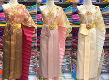 Set of Thai Traditional Vintage Sabai shirt Skirt Thai Dance Thai Dress Wedding