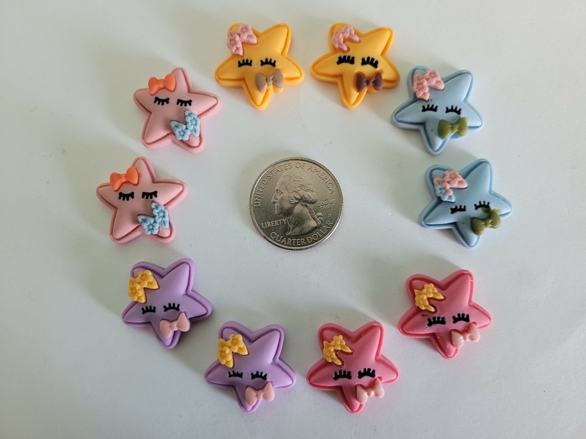 10 Pcs Lot star 3D resin Flatback Cabochon Hair Bow Center