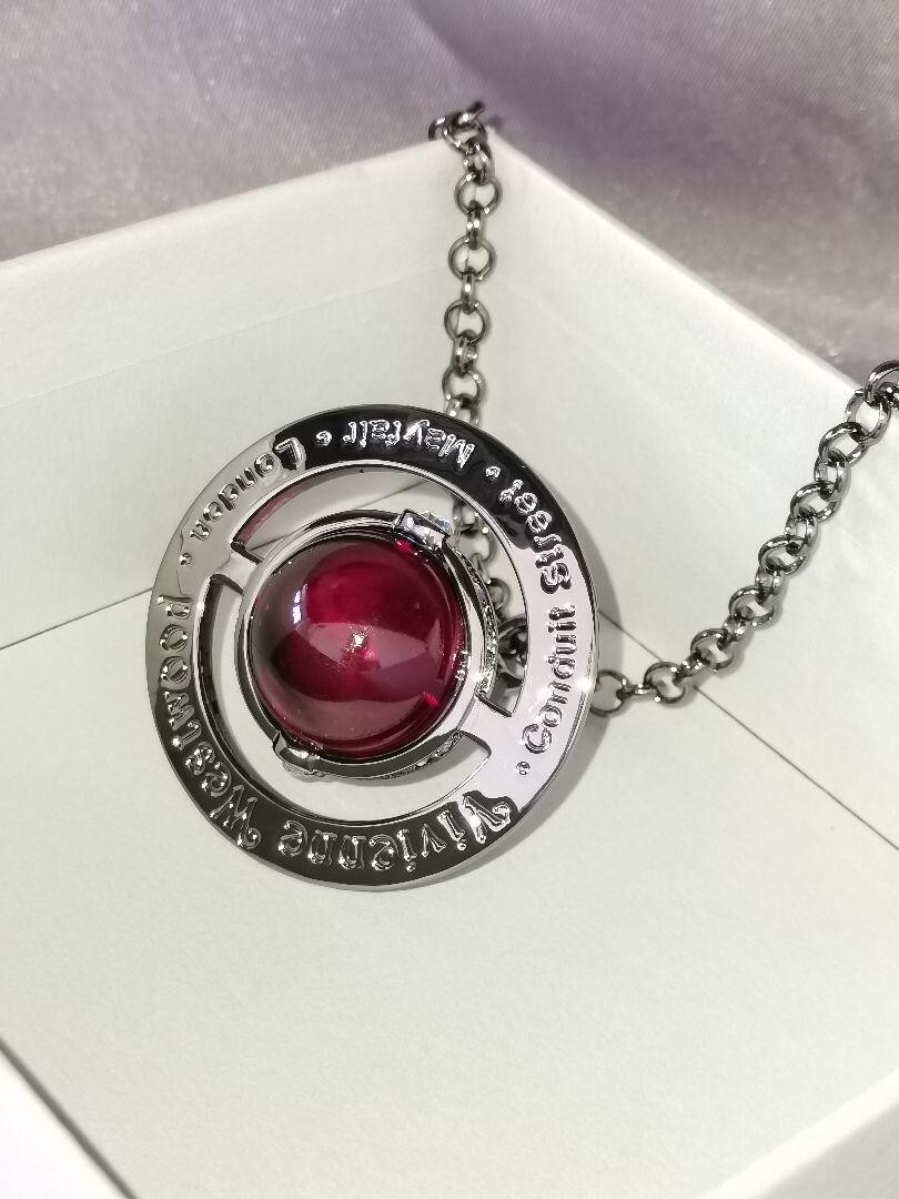 Vivienne Westwood Small Orb Necklace Pendant Purplish red Gunmetal