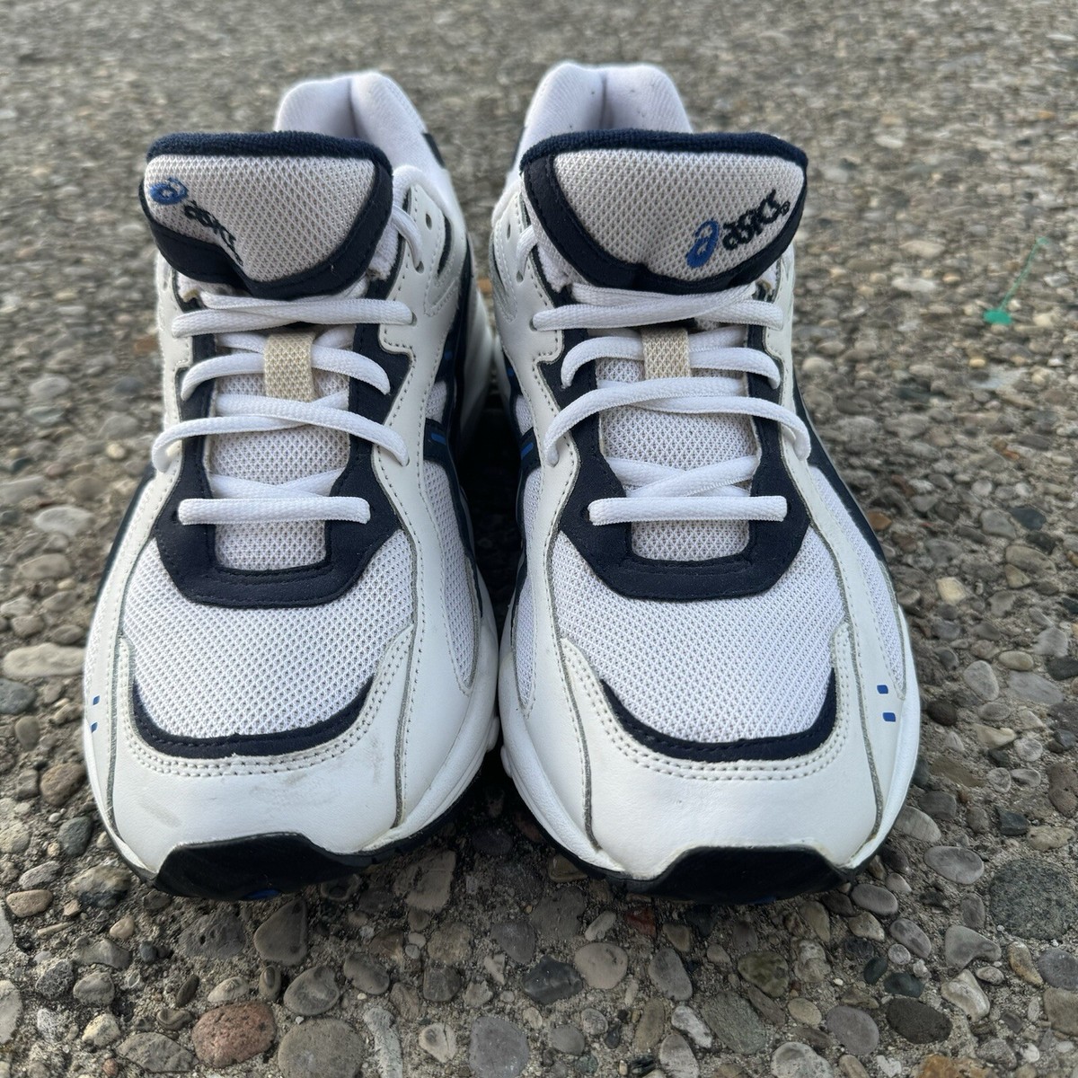Vintage ASICS Running Shoes Trainers TK61F White Blue Men display picture 1