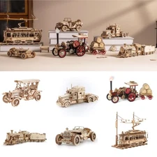 ROKR Wood Mechanical Car Model 3D Puzzle Self Assembly Kit Gear Building Toys