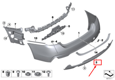 NEU BMW 4 COUPE F32 STOßSTANGE HINTEN UNTEN DIFFUSOR 8054487 51128054487