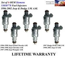 Set of 6 Re-Man OEM Siemens Fuel Injectors For 1996-1998 Jeep Cherokee 4.0L