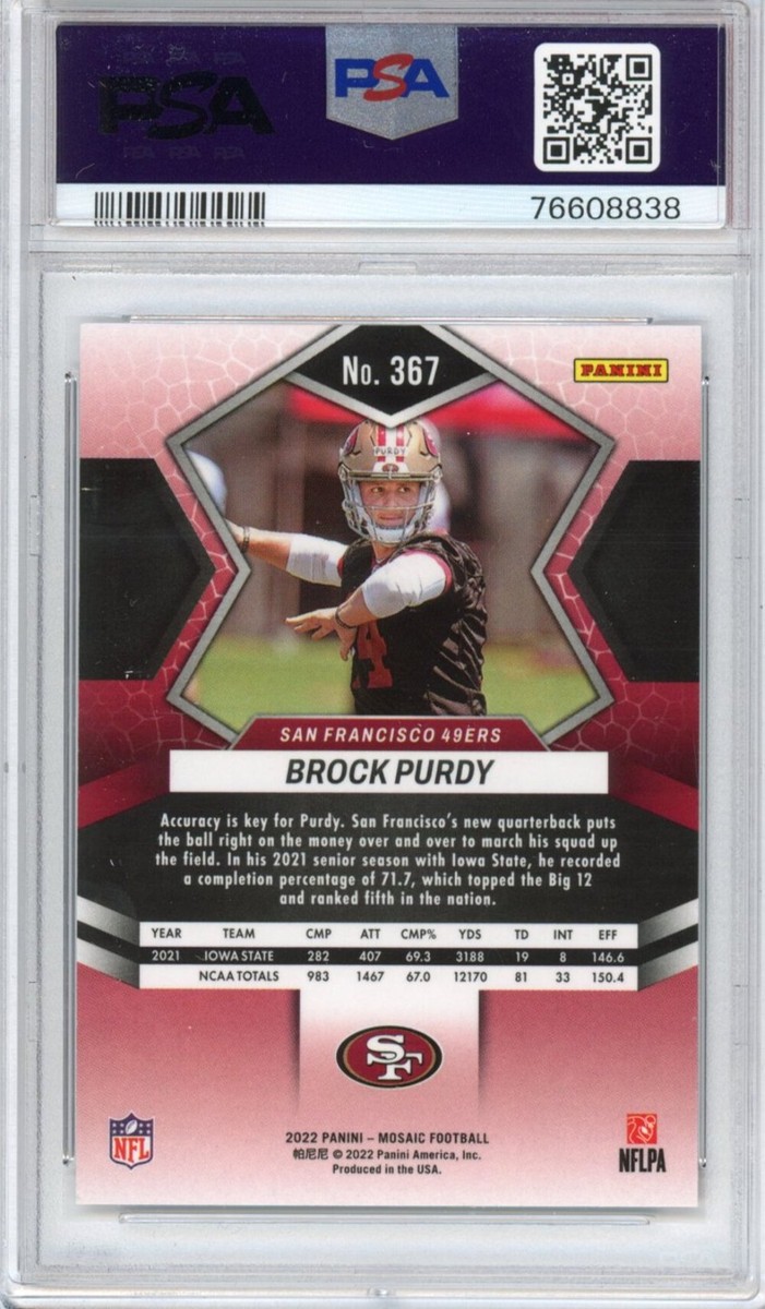 Graded 2022 Panini Mosaic Brock Purdy #367 Rookie Football Card