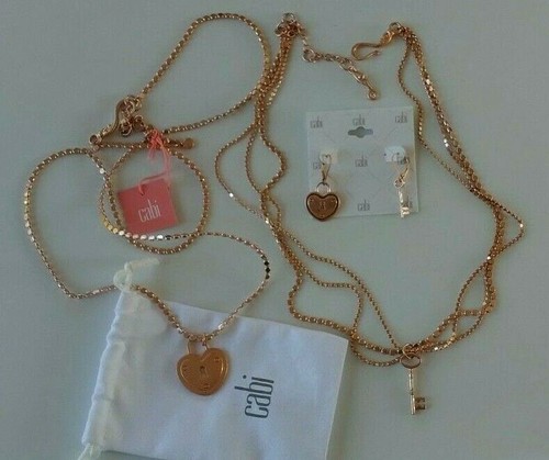 CABI TWO NECKLACES AND EARRINGS HEART 