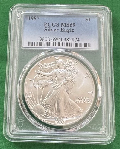 1987 American Silver Eagle $1 PCGS MS 69 Blue Label