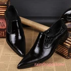 Mens Dress Formal Pointed Toe Crack Slip on Loafers Leather Business Shoes 46