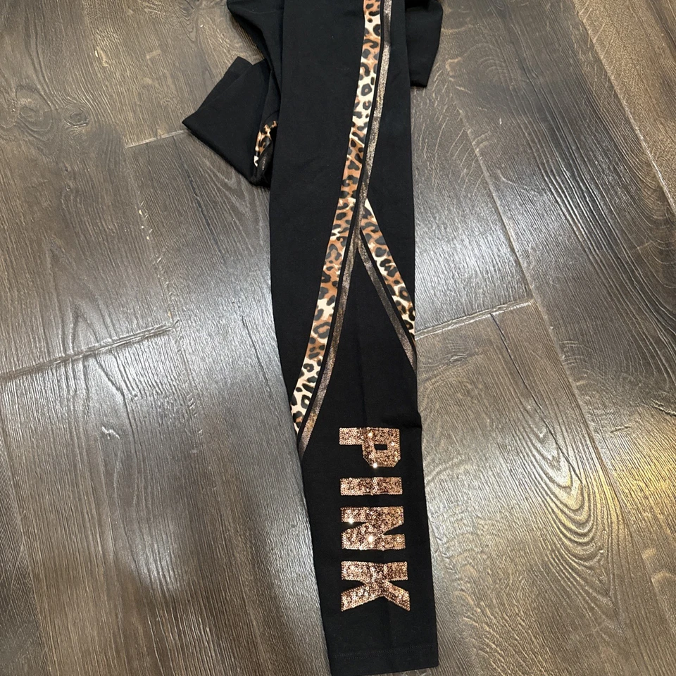 Leggings Rosa Victoria’s Secret Bling Lentejuelas Yoga Guepardo Oro Rosa Talla M Foto 3 de 4