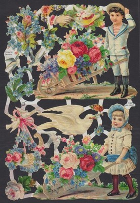 glanzbilder bogen   EF 7180  Kinder Blumen