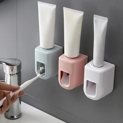 Wall-Mounted Automatic Toothpaste Dispenser   White Hands-Free Squeezer Holder
