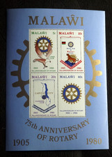 Estampillas temáticas - Rotatorias 75 aniversario - Malawi - Mini hoja - MNH