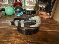 Large Early James Reid Sterling Silver Belt Buckle Set Nu  Belt 1.25-1  33-34  