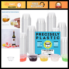 500 Sets - 2oz Disposable Plastic Portion Cups with Lids for Sauces, Sampling