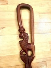 African Walking Stick Wooden Cane HandMade Carved Lion Twisted Strong Wood 36  